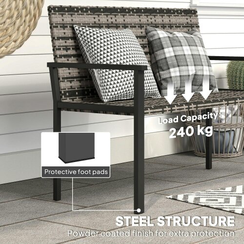 Wyld Haus Batare Rattan Grey 2 Seater Garden Bench With Armrests