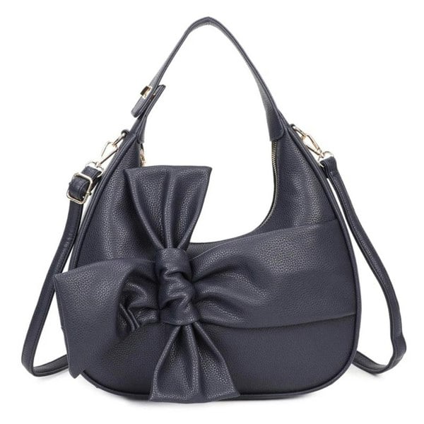 Love EMVY Bow Moon Crescent Faux Leather Top-Handle Shoulder  Bag
