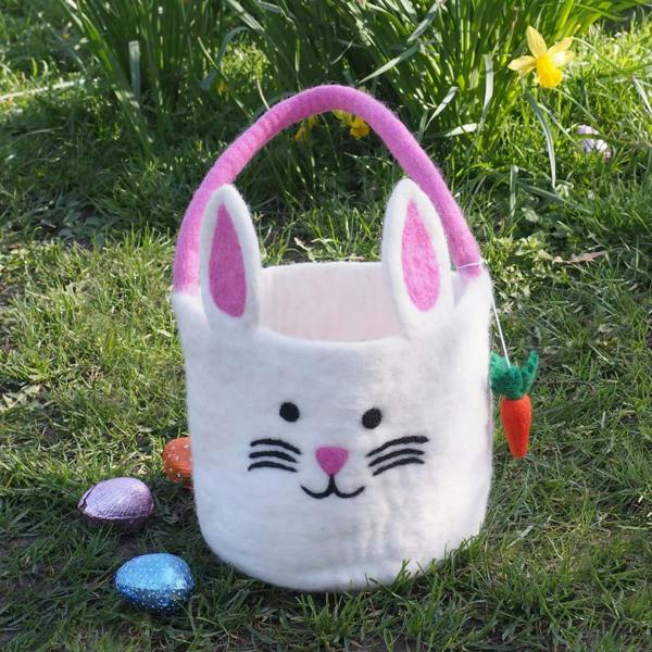 Paper High Felt Easter Bunny Basket with Carrot Charm