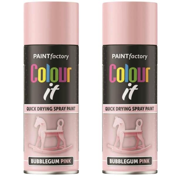 Paint Factory 2X  Bubblegum Pink Gloss Spray Paint 400ml