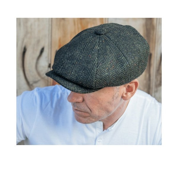 Gamble & Gunn Ardura - Green Button Top Cap Molloy and Sons Irish Donegal Tweed