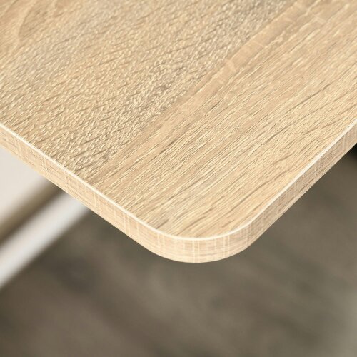 Wyld Haus Dodosu 84cm Wooden White And Oak Compact Writing Desk With Storage Shelf