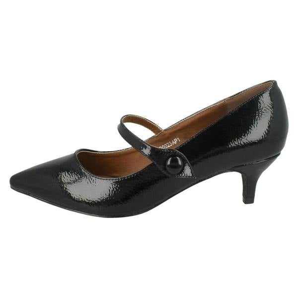 Spot On Ladies Spot On Mid Heel Mary Jane Shoes