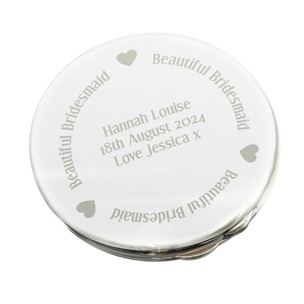 Personalised Memento Company Personalised Beautiful Bridesmaid Compact Mirror