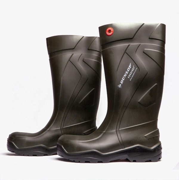 Dunlop PUROFORT+ Unisex S5 Full Safety Wellington Boots Green