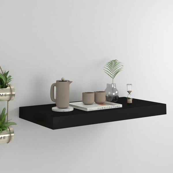 Berkfield Floating Wall Shelf Black 50x23x3.8 cm MDF