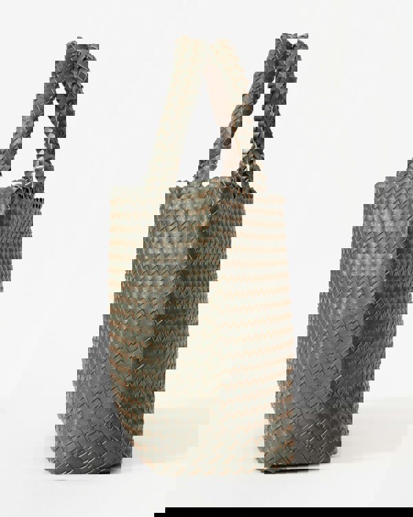 Ilse Jacobsen Reversable Womens Braided Shopper - Army Gun Metal 410718 - CHO - Designer Womens Tote Bags