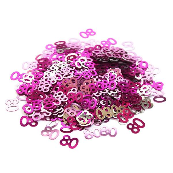 80th Birthday Pink & Silver Foil Confetti Decorations, Size Range Pack Options for Party Tables image 1