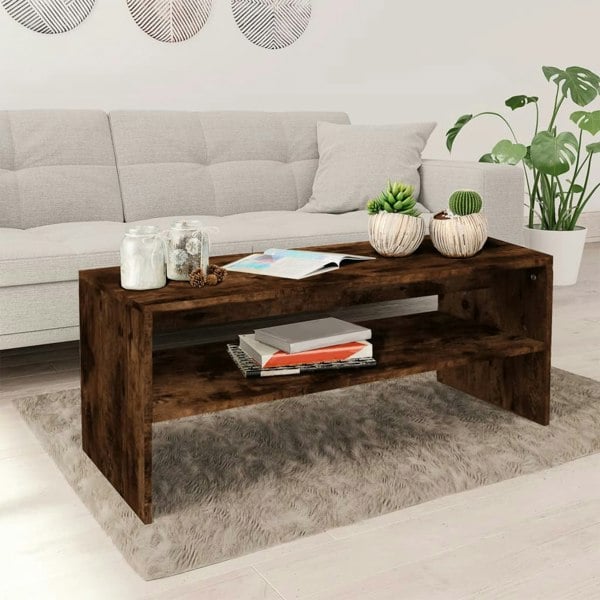 Berkfield Coffee Table Smoked Oak 100x40x40 cm Engineered Wood