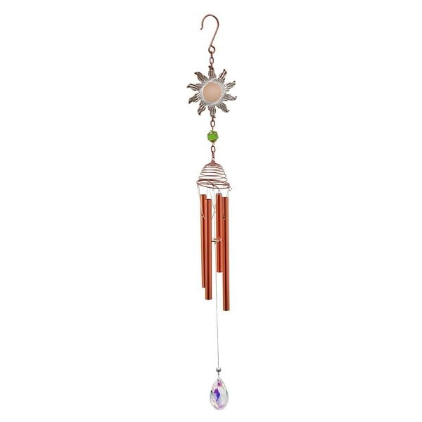 EDH Door Hardware Rose Gold Sun Wind Chime – 58cm x 8cm x 6cm | Elegant Solar-Themed Metal Wind Chime for Outdoor & Indoor Décor
