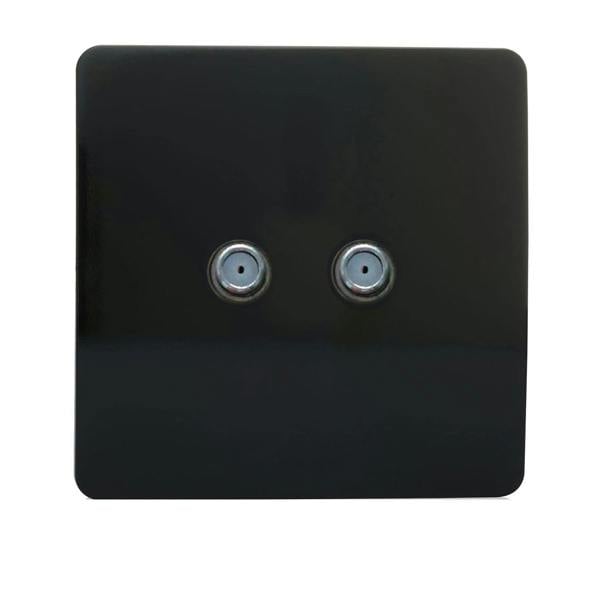 Trendi Switch 2 Gang Male F-Type Satellite Television Socket in Piano Black
