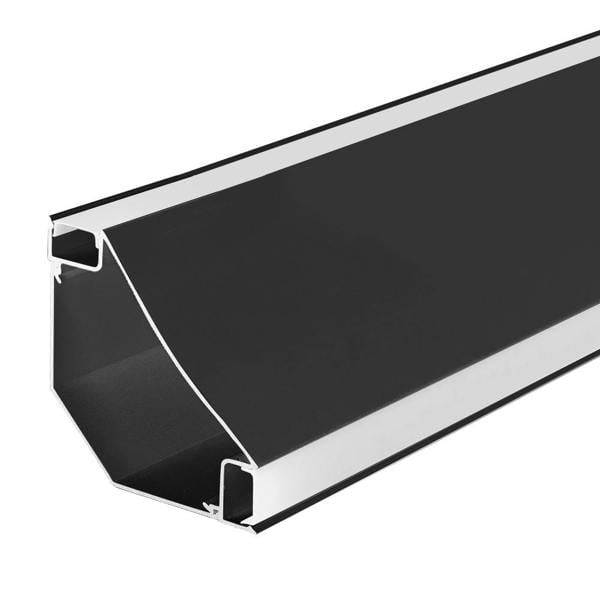 ENER-J Gypsum LED Cove Light 45 Degree Corner Aluminum Profile- Black, 2 Meters (Pack of 2)
