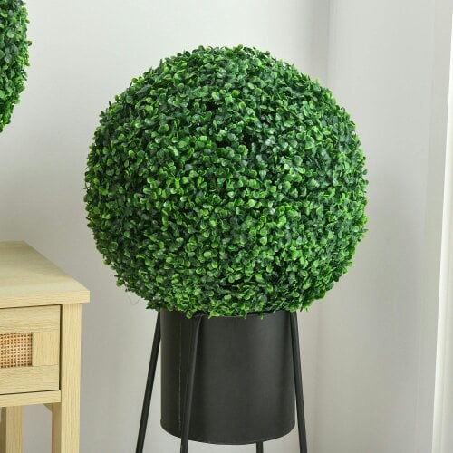 Wyld Haus Tasa Halo Pair Of Artificial Boxwood Ball Plants In Green Finish