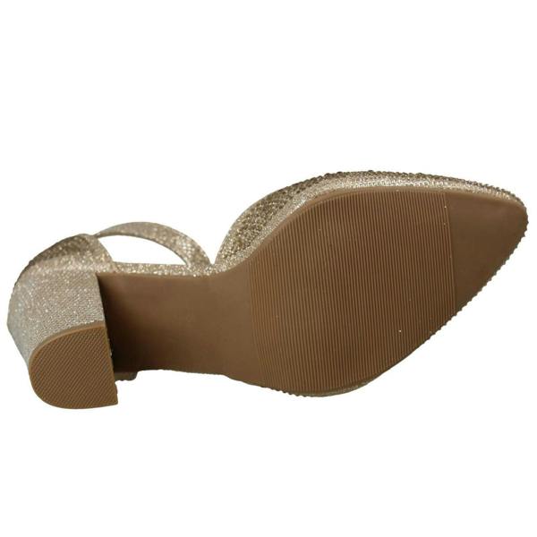 Anne Michelle Ladies Anne Michelle Block Heel Glitter Court Shoes