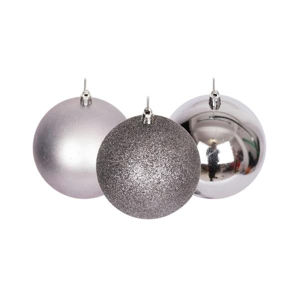 6cm Shatterproof Mid Grey Christmas Bauble Set, 6 Pack and 18 Pack Tree Decorations image 1
