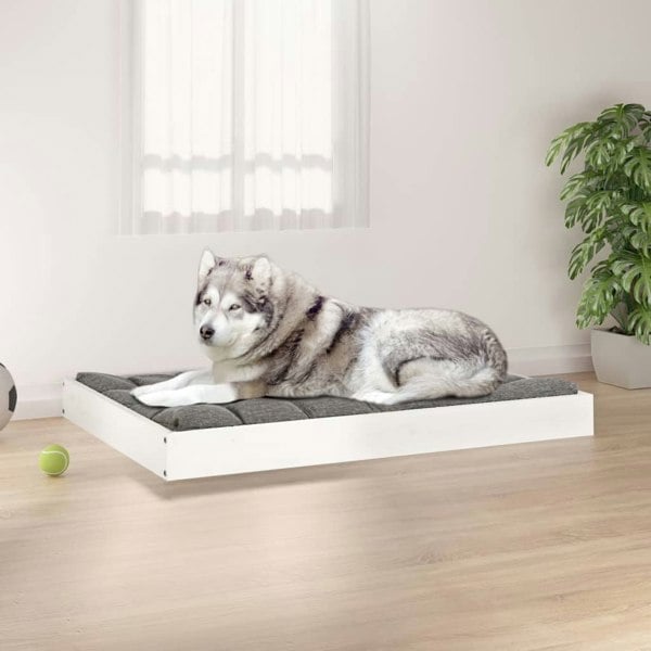 Berkfield Dog Bed White 101.5x74x9 cm Solid Wood Pine