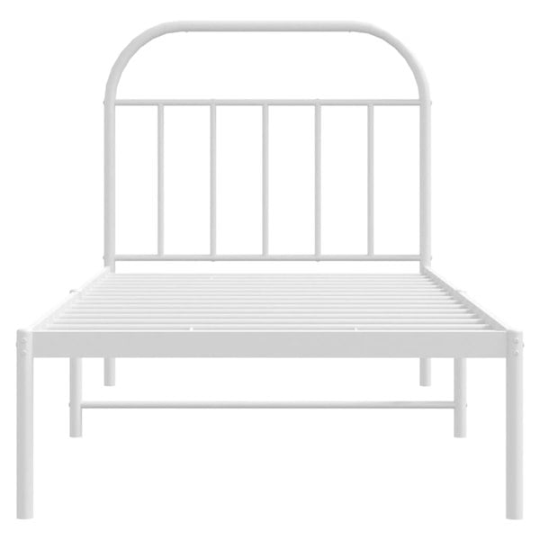 Berkfield Metal Bed Frame with Headboard White 80x200 cm