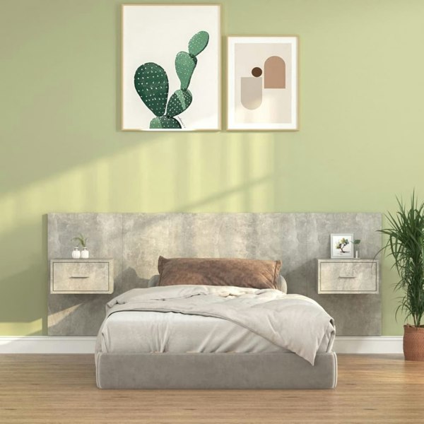 Berkfield Bed Headboard with Cabinets Concrete Grey Engineered Wood