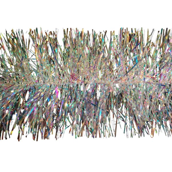 Samuel Alexander 200cm x 12cm Fine Cut Iridescent White Tinsel Garland Christmas Tree Decoration