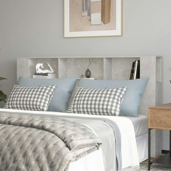 Berkfield Headboard Cabinet Concrete Grey 180x18.5x104.5 cm
