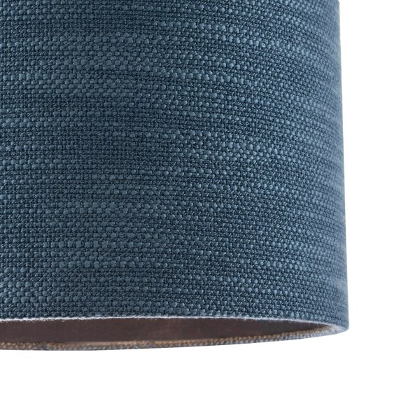 Designer Bobbled and Textured Linen Lamp Shade in Navy Midnight Blue Image 4