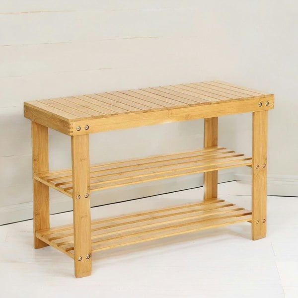 Rafaelo Mobilia Bamboo 2 Tier Shoe Storage Bench