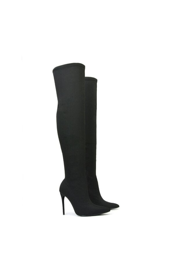XY LONDON Over The Knee Thigh High Heeled Boots With Zip