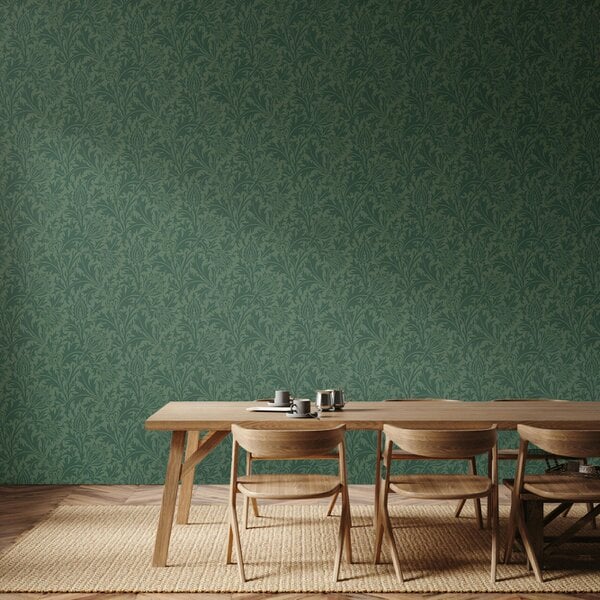 Hoopla Walls Thistle Damask - Forest 10m Wallpaper