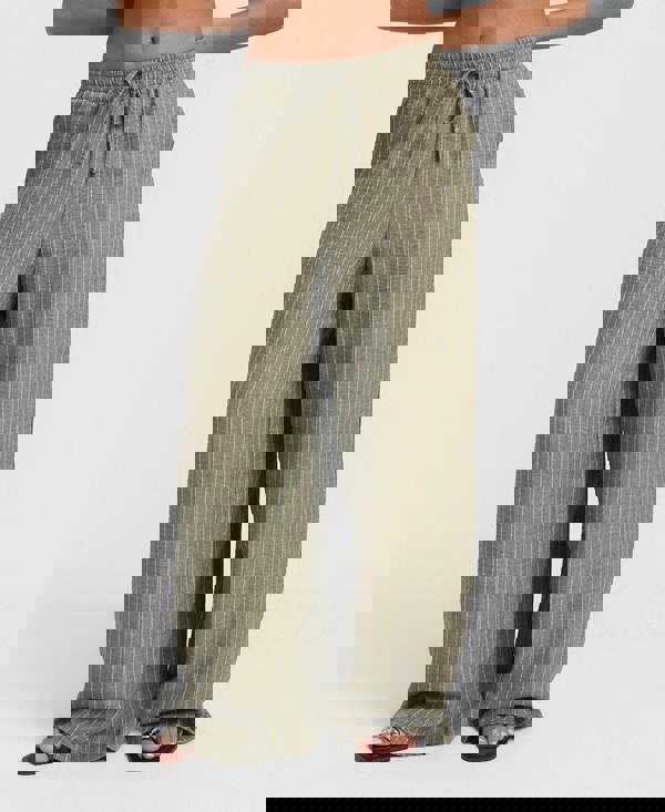 Needs No Label Khaki Stripe Wide Leg Trousers