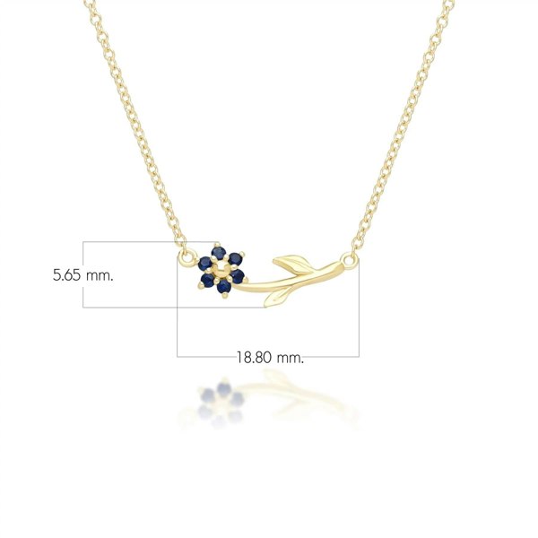 Gemondo Floral Vine Sapphire Necklace in 9ct Yellow Gold