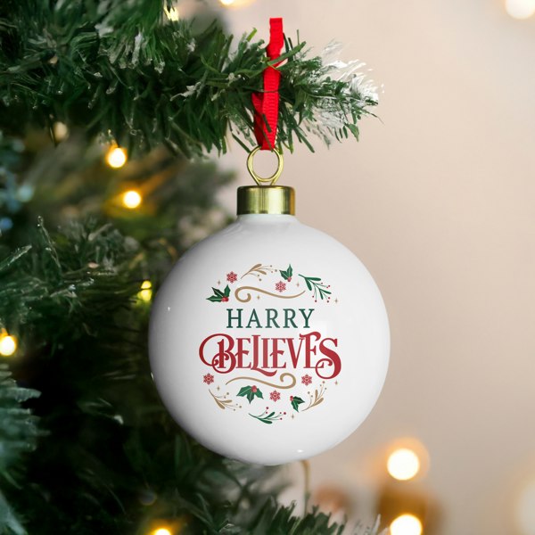 Personalised Memento Company Personalised Believe in Christmas Bauble