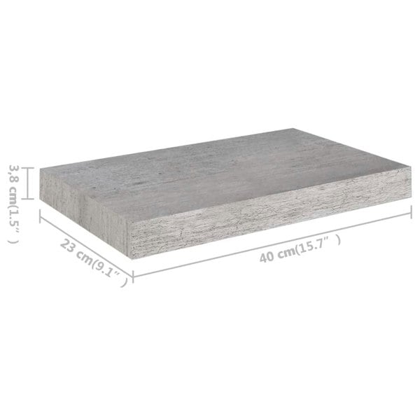Berkfield Floating Wall Shelves 4 pcs Concrete Grey 40x23x3.8 cm MDF