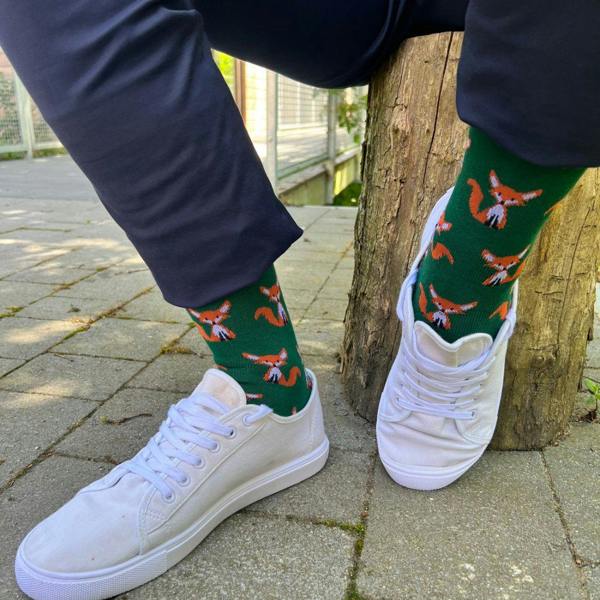 SWOLE PANDA Mr Fox Bamboo Socks, Green