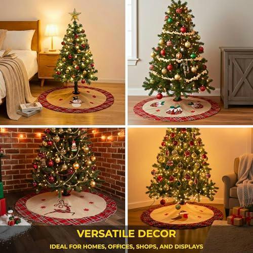 86cm Christmas Tree Skirt Set of 4 Printed Festive Tree Base Covers for Seasonal Home Decor image 8