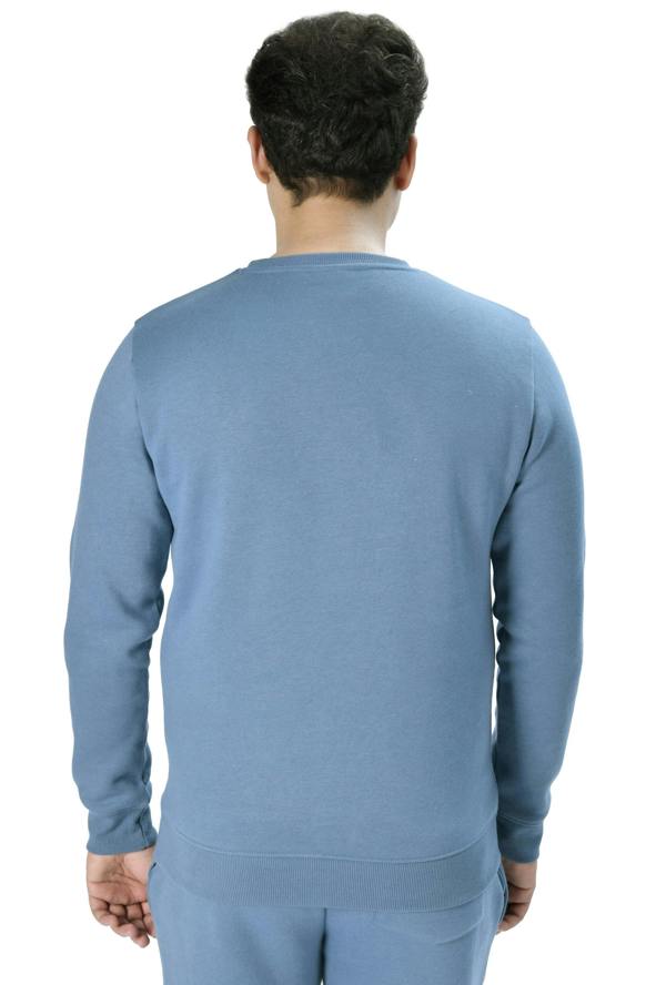 Smart Living Classic Plain Crew Neck Long Sleeve Pullover Sweatshirt Jumper - Denim