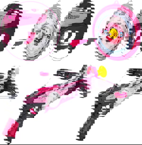 deAO Toys Toy Crossbow Set with Target Suction Cup Arrows and Target Board Great Indoor and Outdoor Target Games for Kids (Pink)