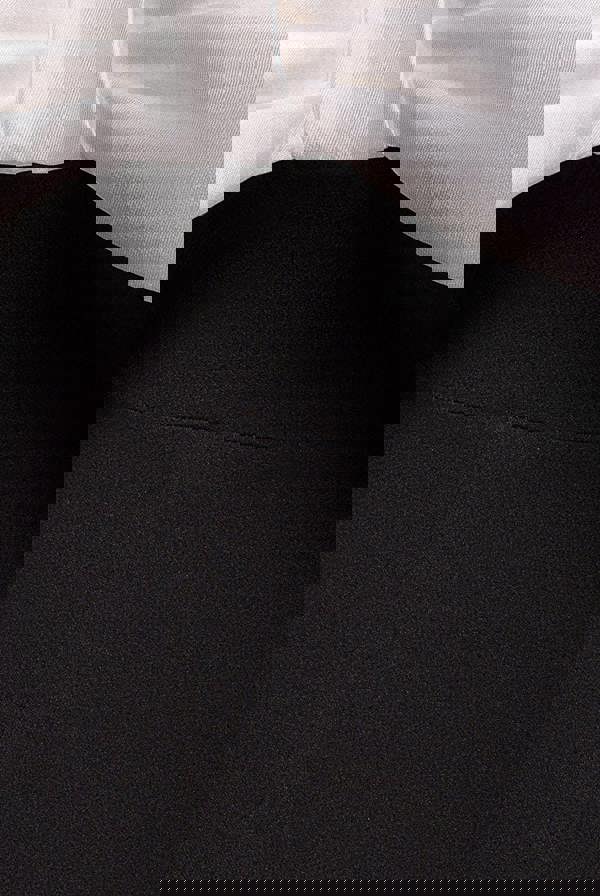 Contrast Off Shoulder Back Satin Bow Scuba Maxi Dress - Black Cream DR4708CONTRAST