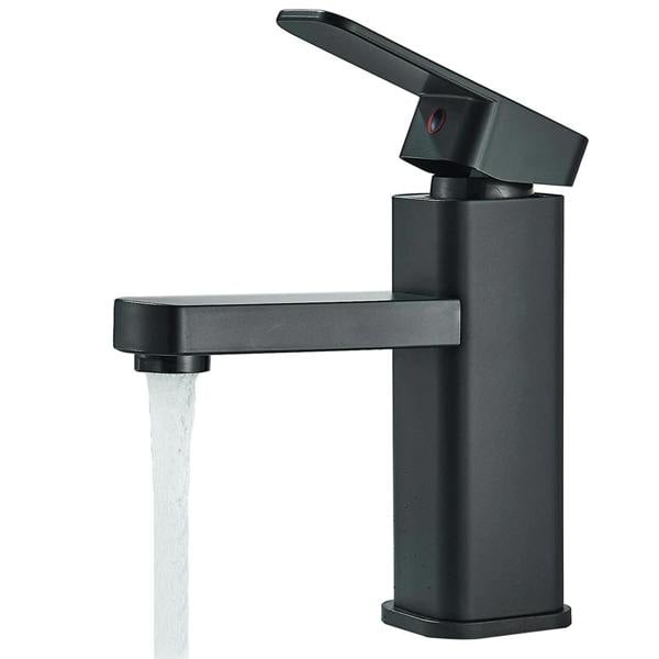 Havendro Black Waterfall Mono Bathroom Basin Sink Mixer Tap with Fixings and Waste Set