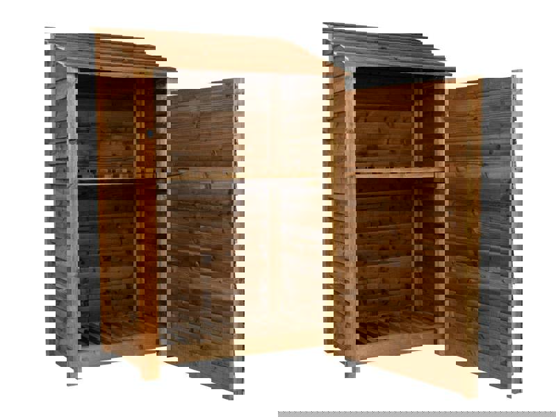 Arbor Garden Solutions Wooden Log Store with Door and Shelf W-119cm, H-126cm or 180cm, D-88cm - Brown Finish