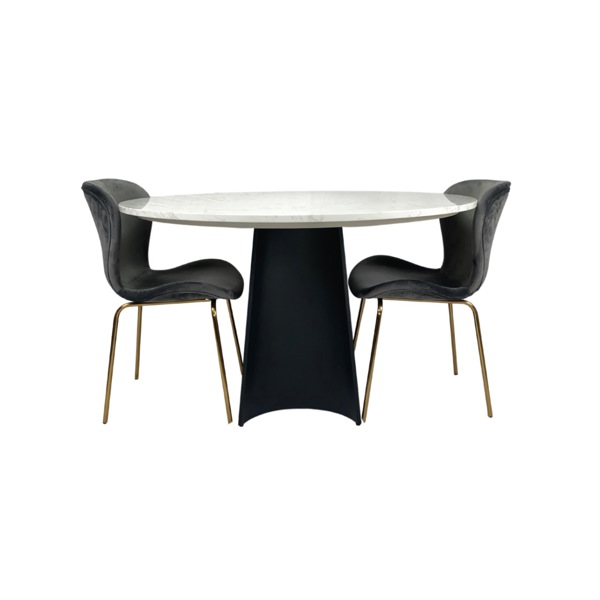 Rosemary Oval Dining Table - Black & White Marble