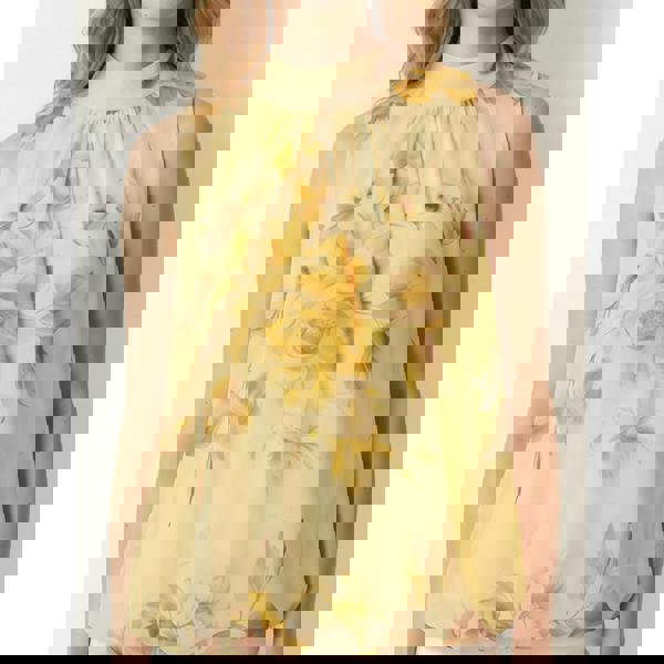 Blue Vanilla Sleeveless High Neck Puffball Blouse