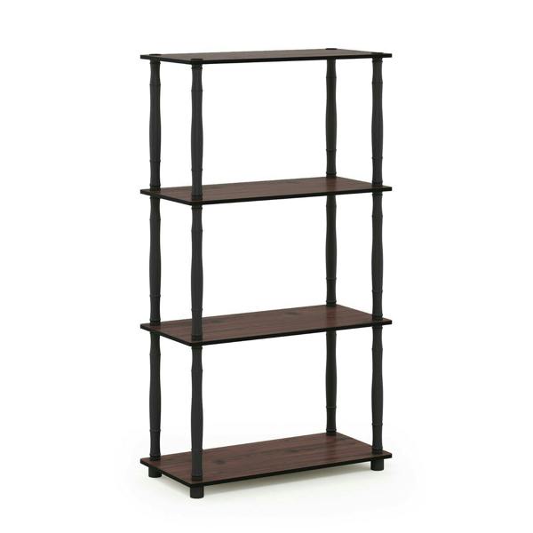 WALPLUS Turn-N-Tube 4-Tier Multipurpose Shelf Display Rack with Classic Tubes, Dark Cherry/Black perfect for organized storage and display