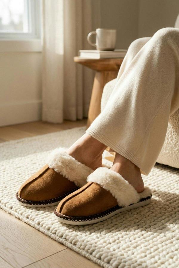 Constance Faux Suede Faux Fur Mule - Camel