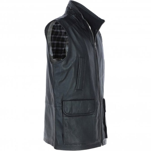 Ashwood Men's Leather Waistcoat | Classic Zip-Up Body Warmer: LUMS