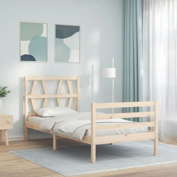 Berkfield Bed Frame with Headboard Small Single Solid Wood