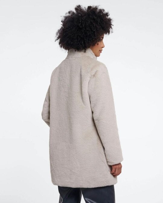 Rino & Pelle Nonna Womens Single Breasted Faux Fur Coat - Birch