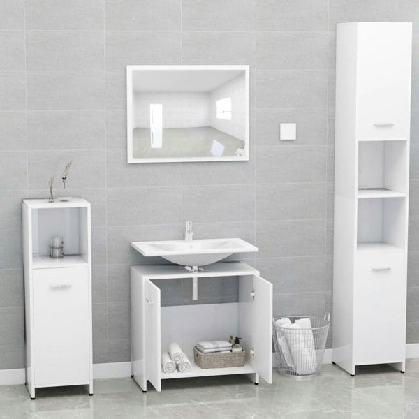 Berkfield Bathroom Furniture Set White Engineered Wood