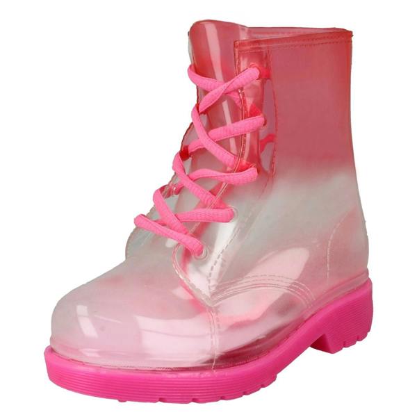 Spot On Girls Spot On Gradiant Transparent Lace Up Welly Boot