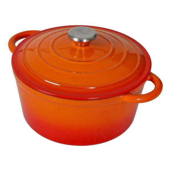 Toque Cast Iron Enameled Dutch Oven Pot Casserole Dish with Lid Non-Stick Orange