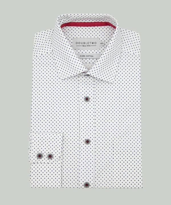 White Small Cross Print Cotton Shirt
